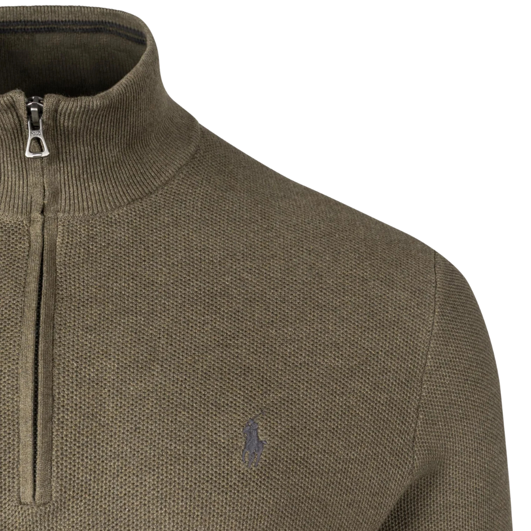 Ralph Lauren Quarter Zip in Cargo Olive Heather
