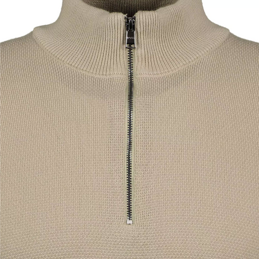 BOSS Ebrando-P Quarter Zip in Light Beige