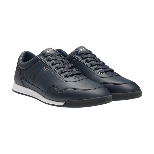 BOSS Leather Nitan Sneakers in Dark Blue