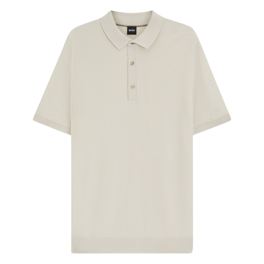 BOSS H-Iannotti Knit Polo in Open White