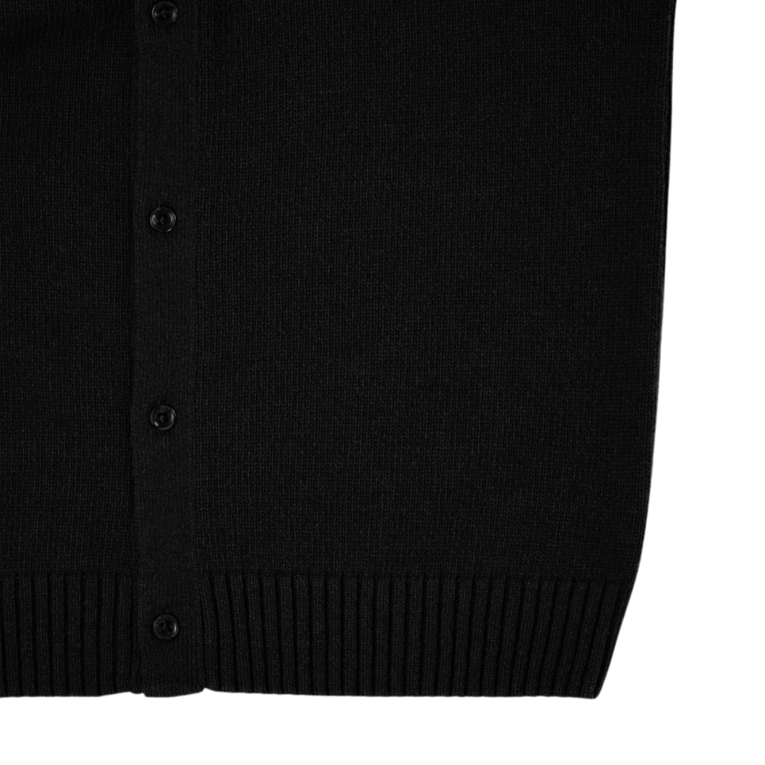 Edwin Mars Polo Cardigan in Black