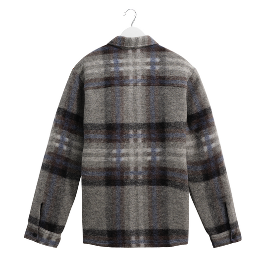 Wax London Nolan Overshirt in Grey/Blue