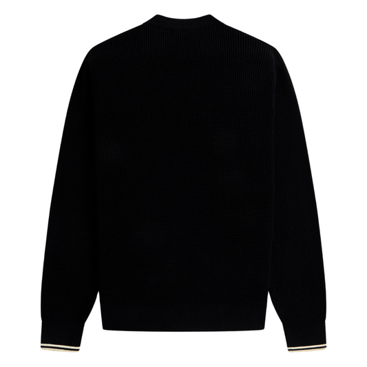 Fred Perry Waffle Stitch Jumper in Black