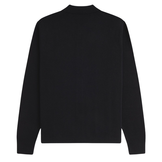 Fred Perry Button Through Knitted Shirt in Black