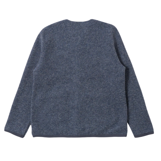 Universal Works Wool Fleece Cardigan in Slate Blue