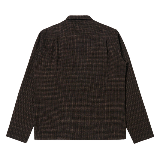 Universal Works Checked Zip Shirt in Brown