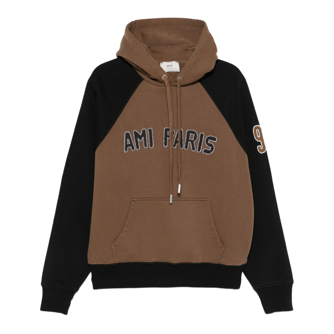 AMI Raglan Sleeve Hoody in Brown