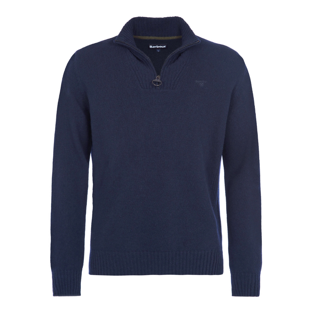 Barbour Essential Lambswool Half Zip Knit in Navy