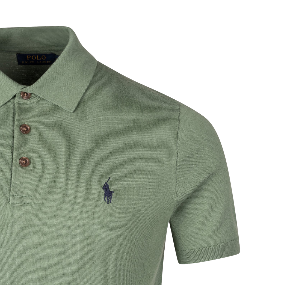 Ralph Lauren Short Sleeve Knitted Polo in Fatigue