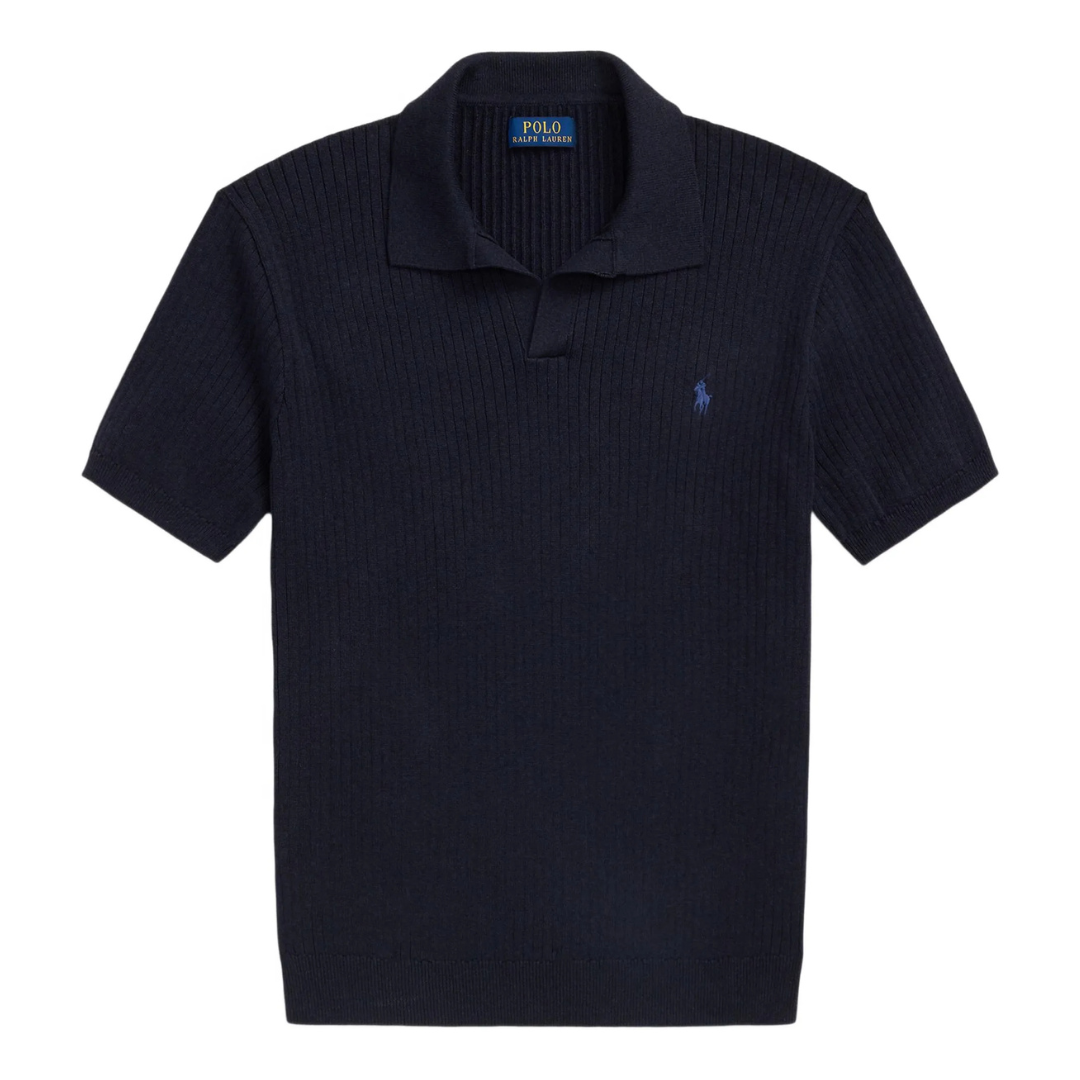Ralph Lauren Ribbed Knitted Polo in Navy