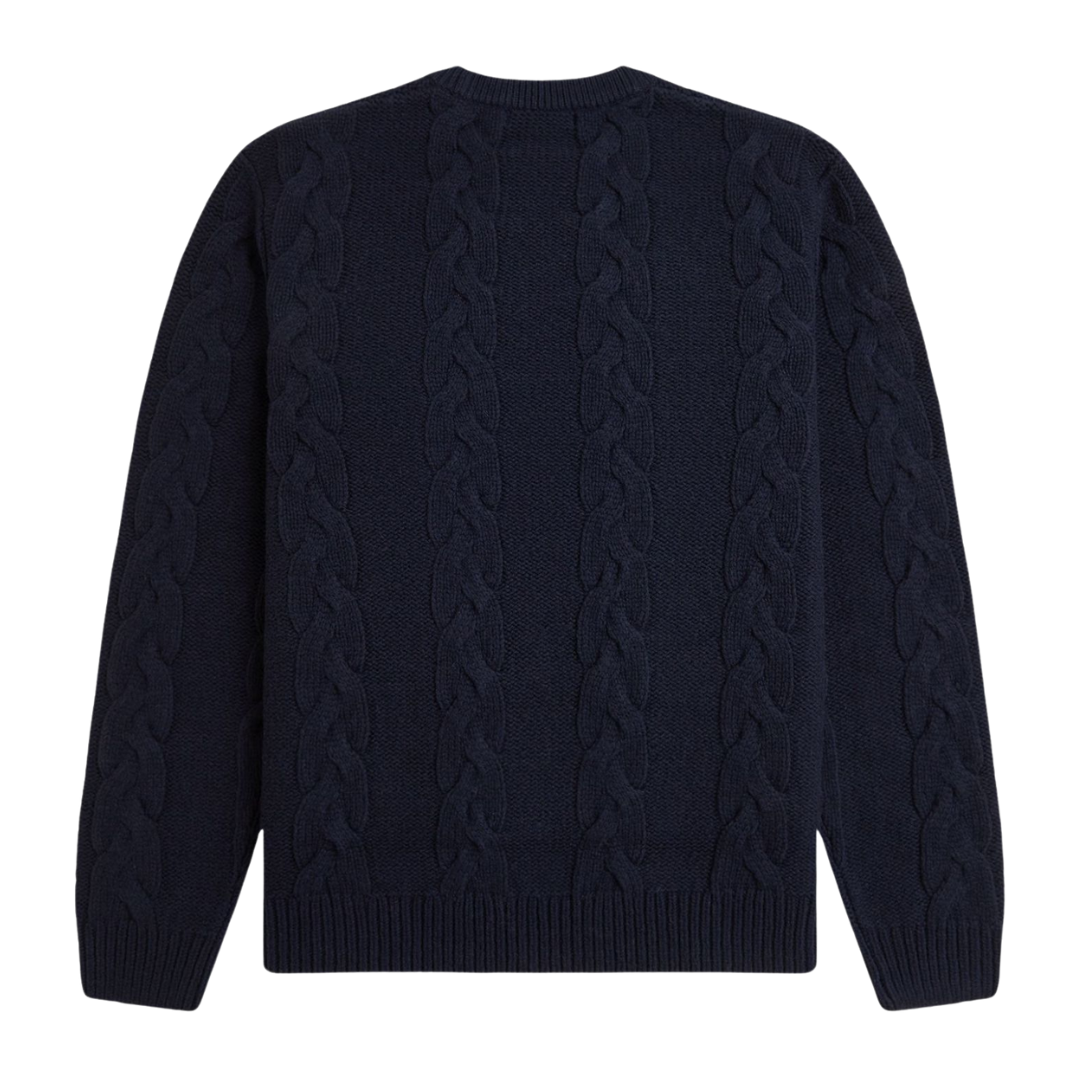 Fred Perry Chunky Cable Knitted Jumper in Navy