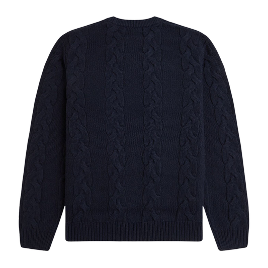Fred Perry Chunky Cable Knitted Jumper in Navy