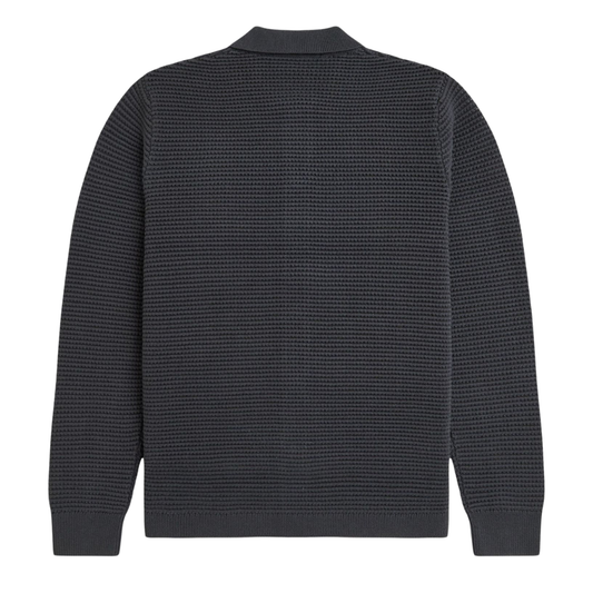Fred Perry Pointelle Button Through Cardigan in Anchor Grey