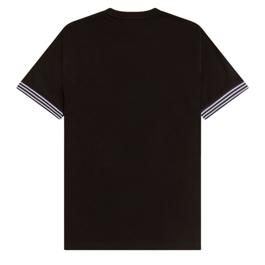 Fred Perry Striped Cuff T-Shirt in Black