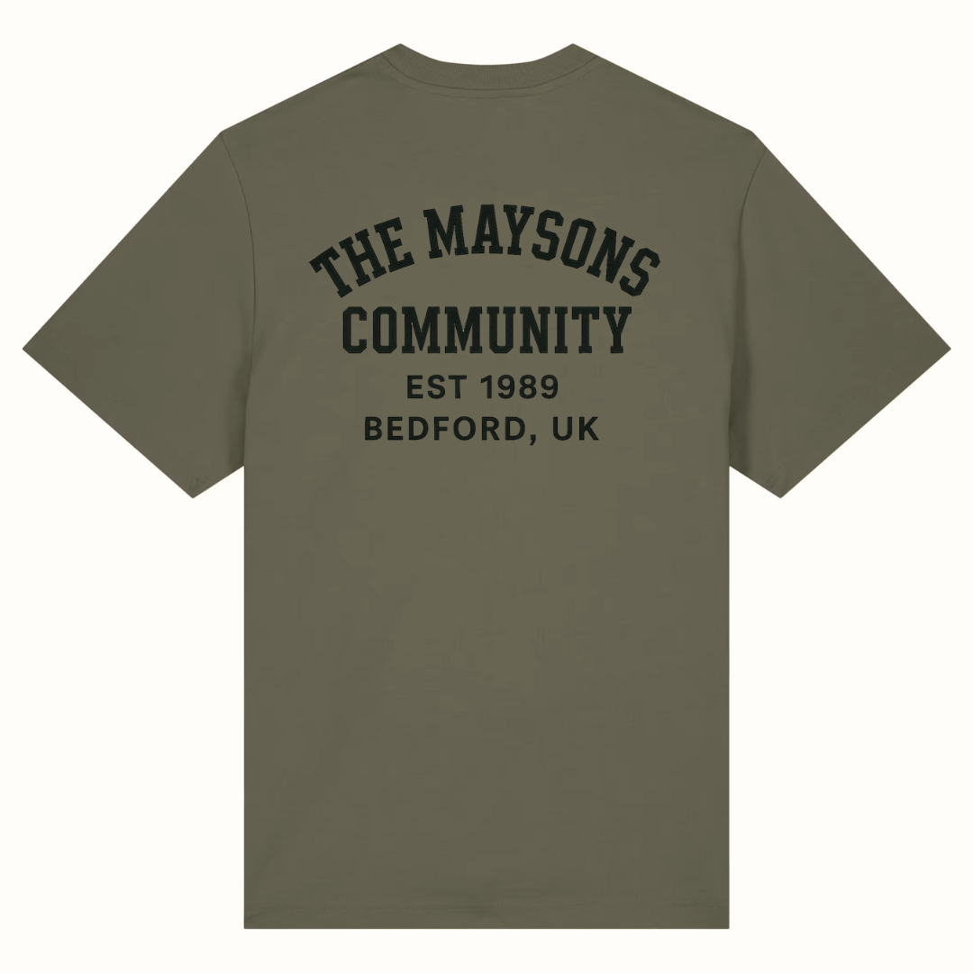 The Maysons Community Backprint Stamp Logo T-Shirt in Khaki