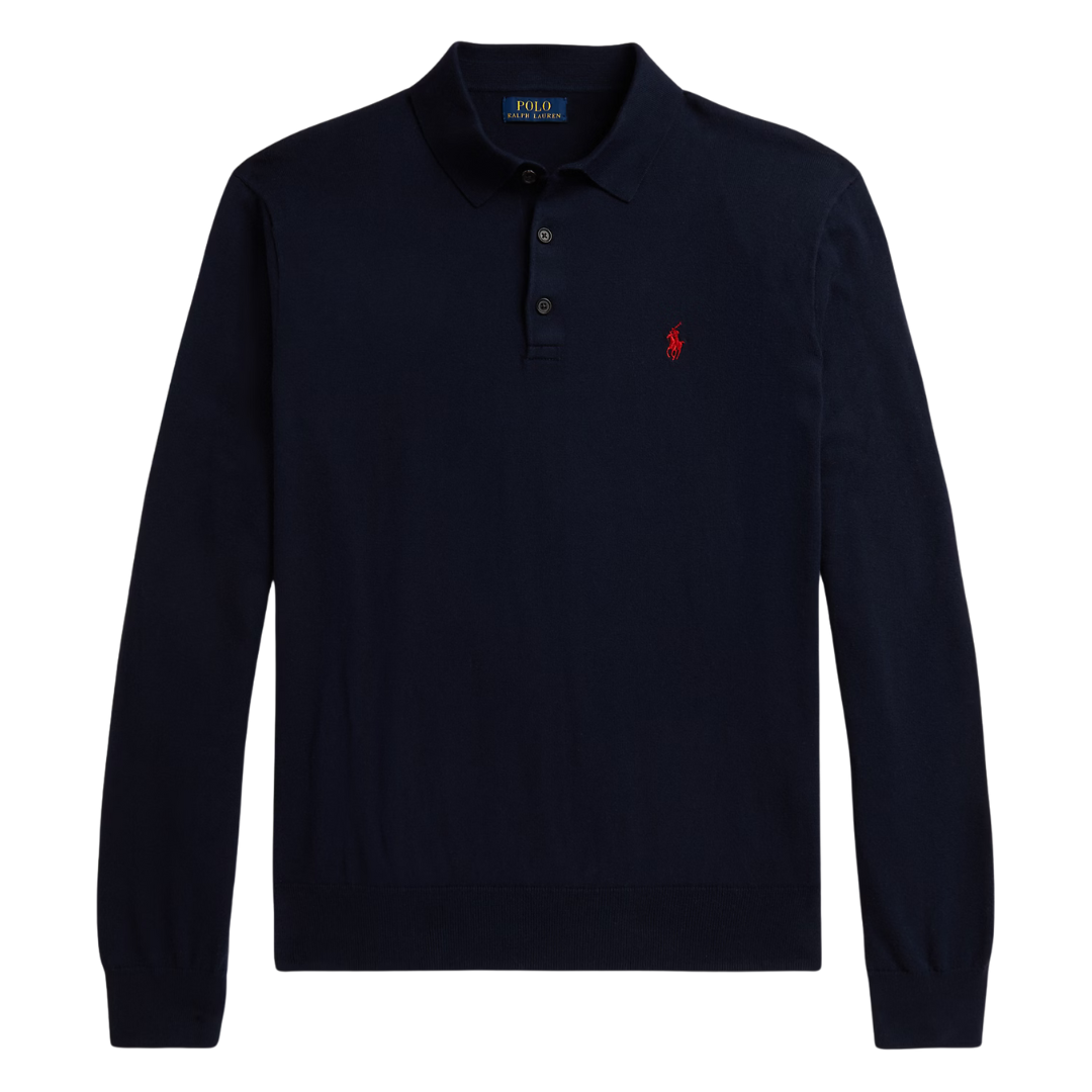 Ralph Lauren LS Knitted Polo in Navy