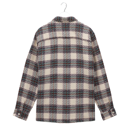 Wax London Whiting Overshirt in Ecru/Green