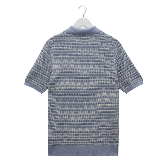Wax London Naples Knitted Polo in Light Blue