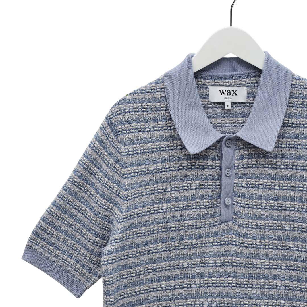 Polo en maille Naples Wax London bleu clair