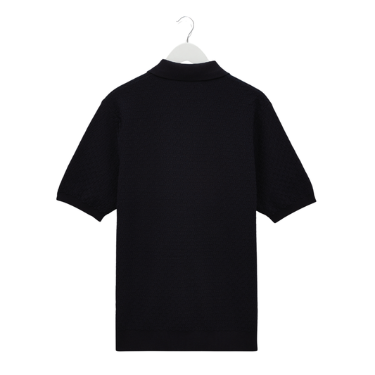 Wax London Naples Knitted Polo in Navy