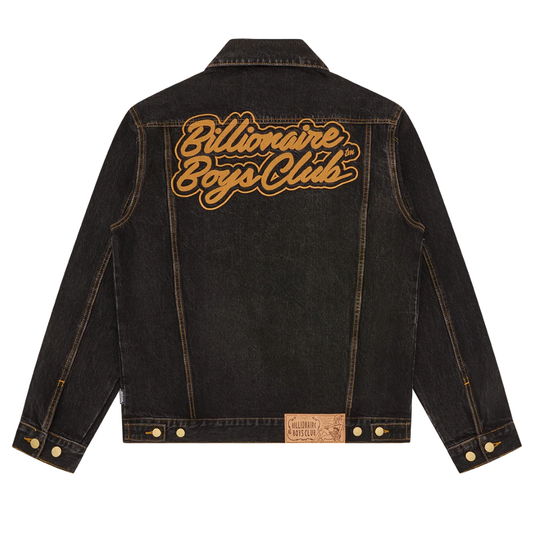 Billionaire Boys Club Script Denim Trucker Jacket in Washed Black