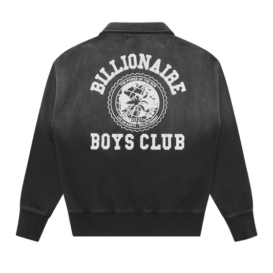 Billionaire Boys Club World College Quarter Zip Sweatshirt in Washed Black