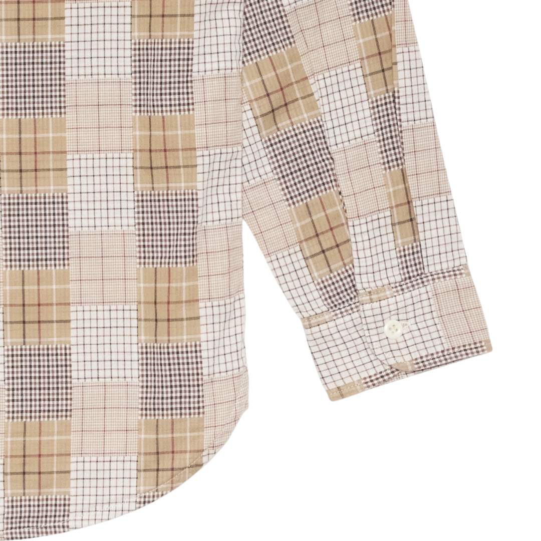 Chemise de travail Edwin à manches longues beige/marron