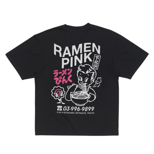 Edwin Ramen Pink T-Shirt in Black