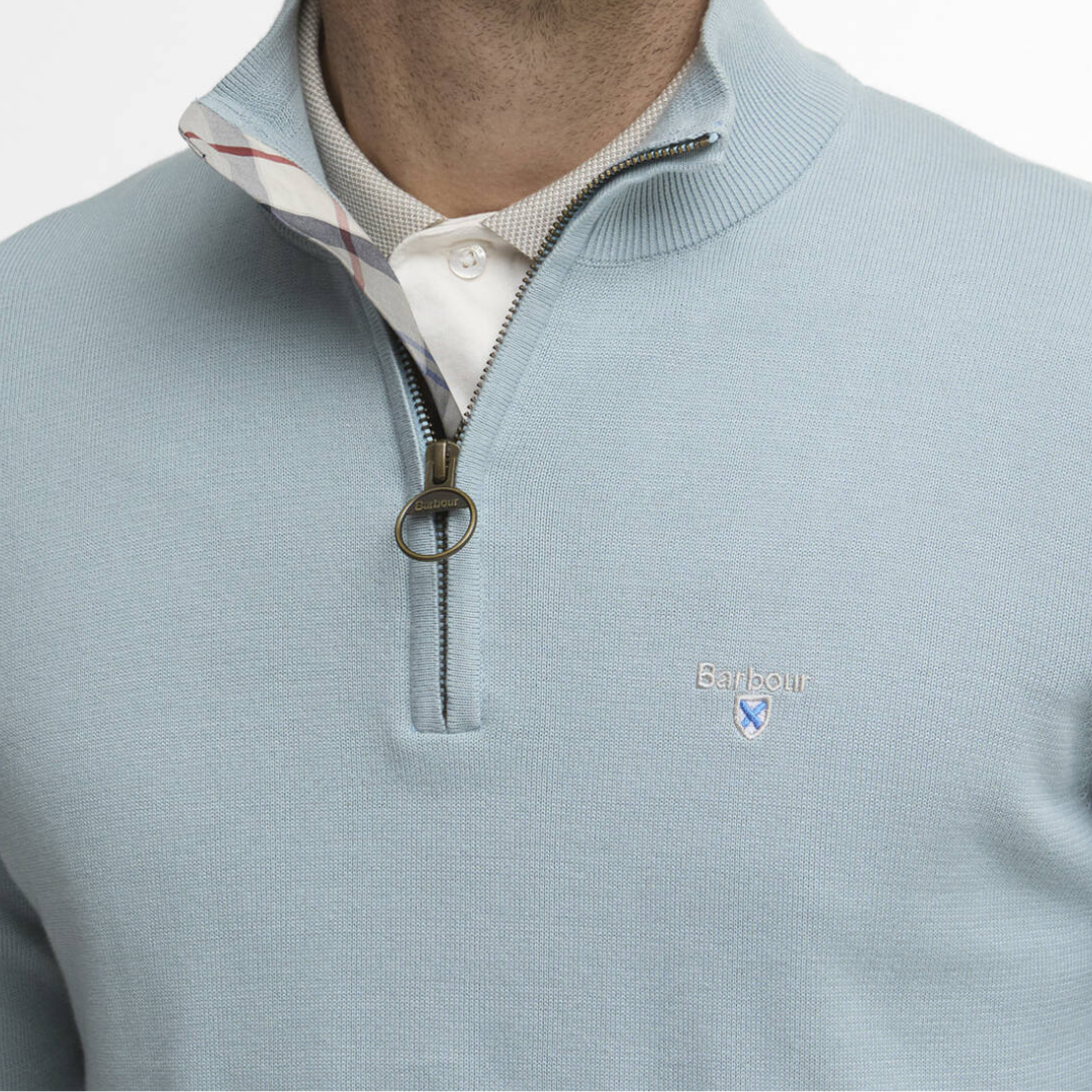 Barbour Lingwood Half Zip Knitted Jumper in Slate Blue