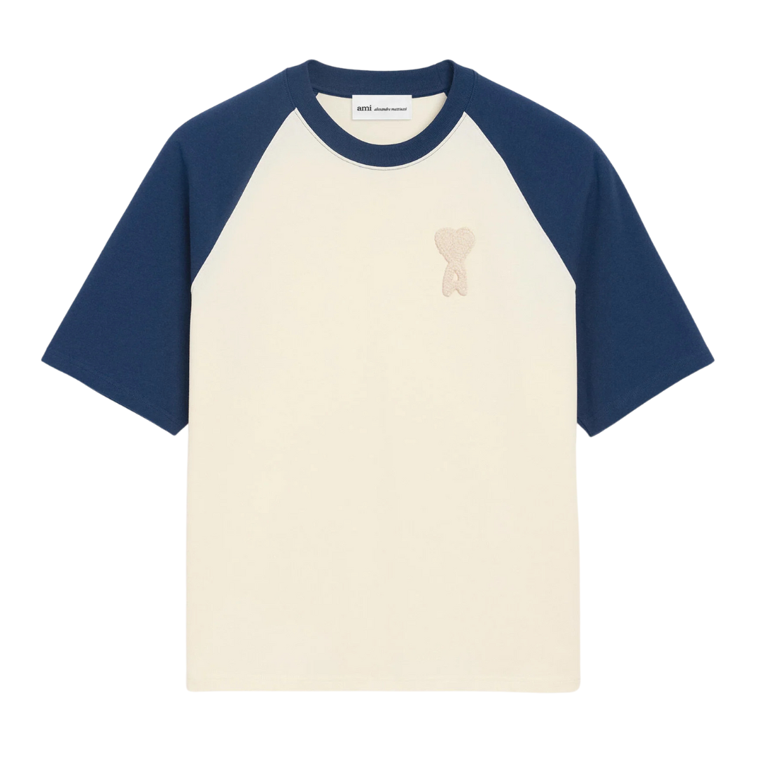 AMI Paris Heart Patch T-Shirt in Off White