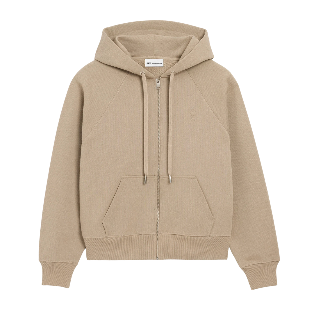 AMI Paris Embossed Logo Hoody in Beige