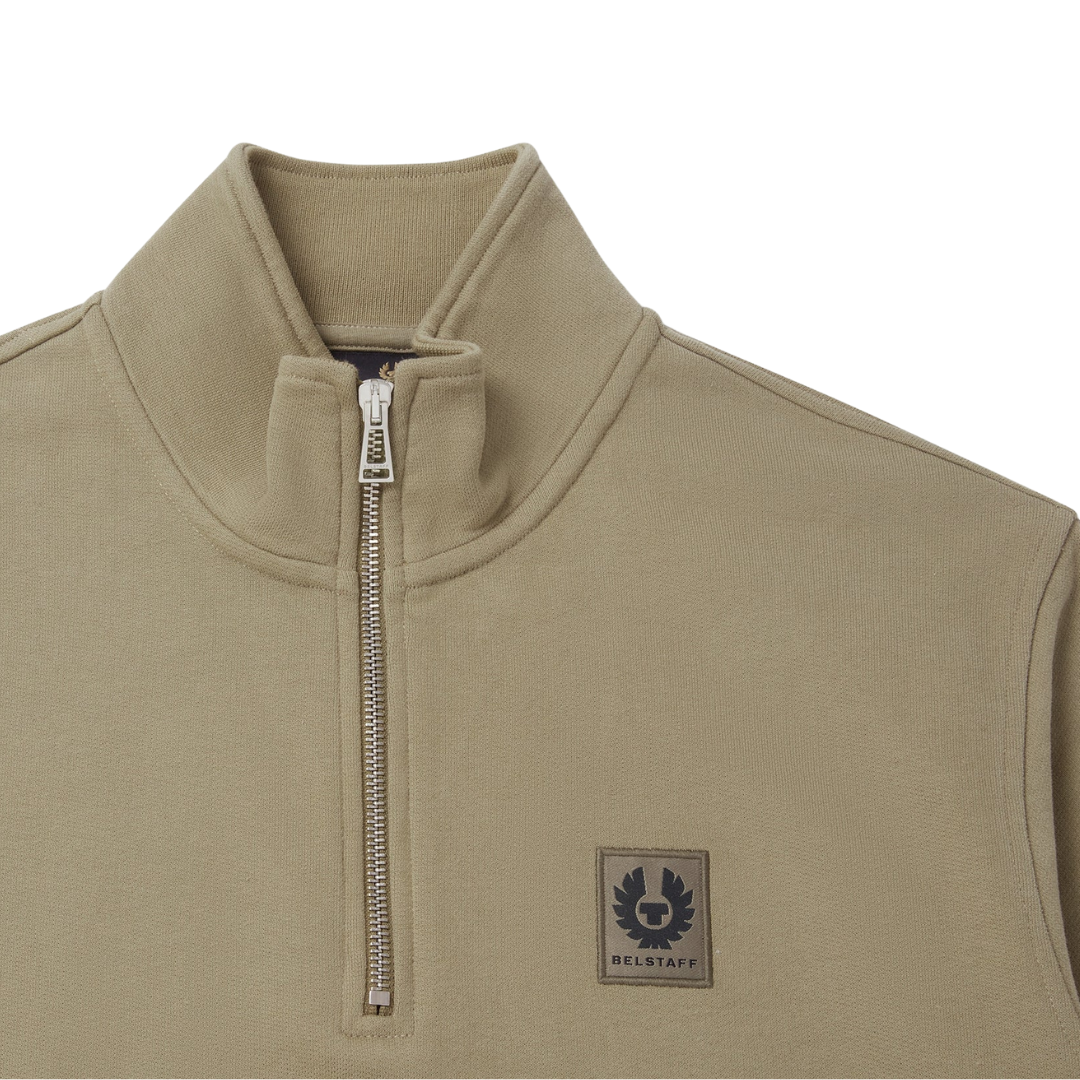 Belstaff Quarter Zip Sweatshirt in Fatigue Green