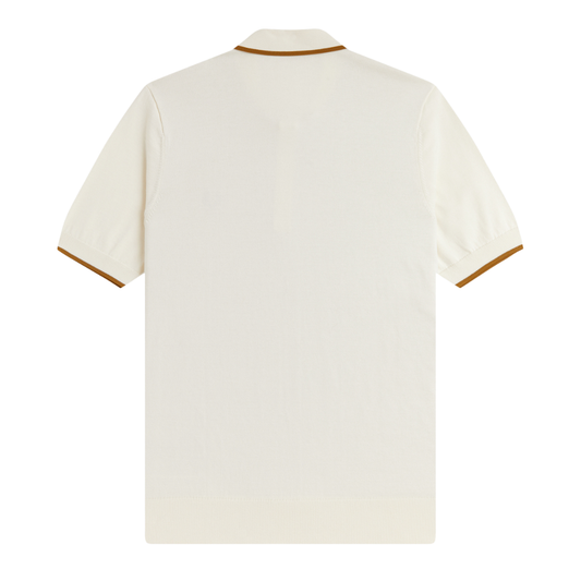 Fred Perry Tonic Waffle Knitted Polo Top in Ecru