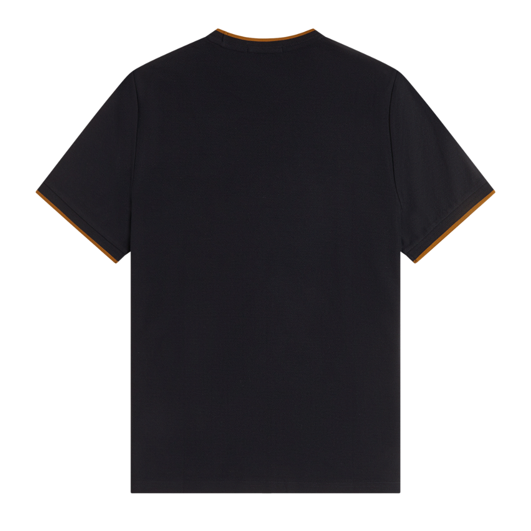 Fred Perry Trim Detail Crepe Pique T-Shirt in Black