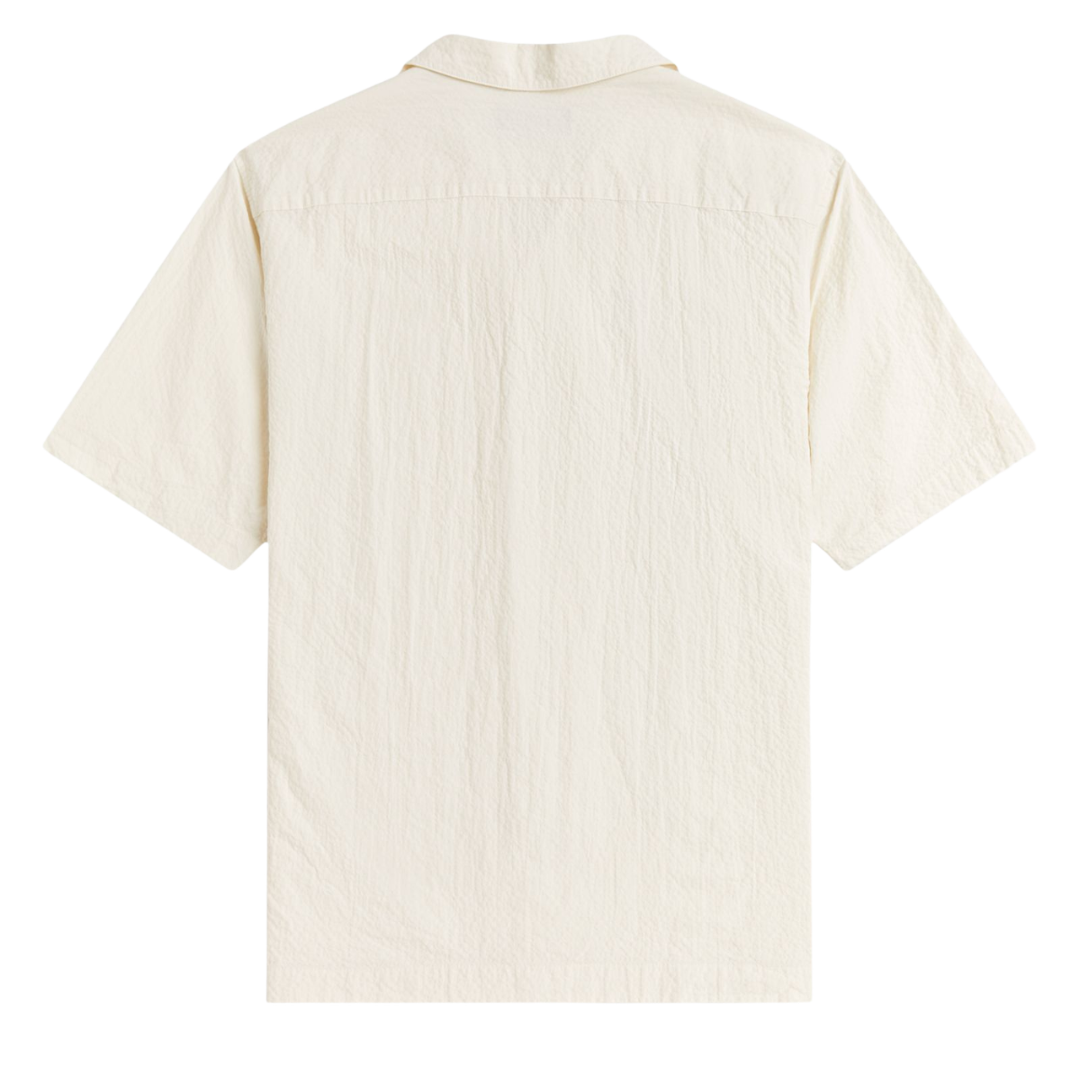 Fred Perry Seersucker Revere Collar Shirt in Ecru