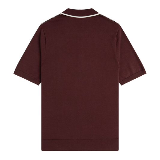 Fred Perry Tonic Waffle Knitted Polo Top in Oxblood