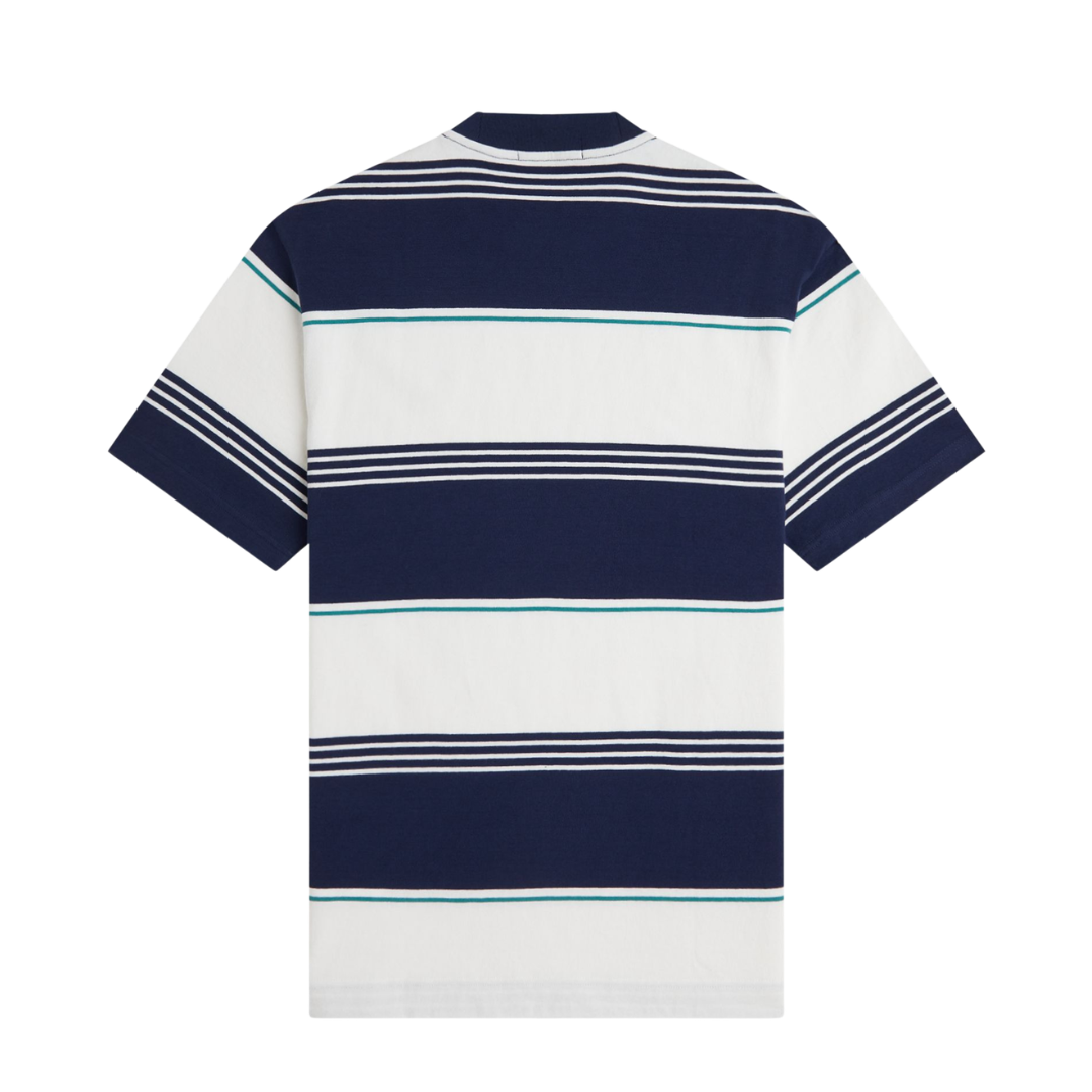Fred Perry Heavyweight Striped T-Shirt in Tennis Blue