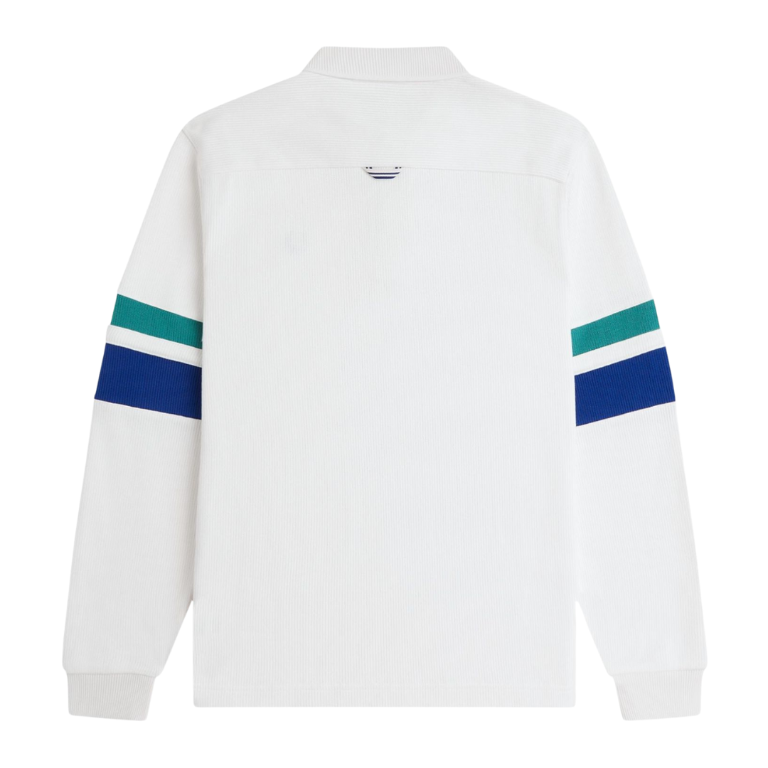 Fred Perry Tipped Sleeve Collared Sweatshirt in Snow White