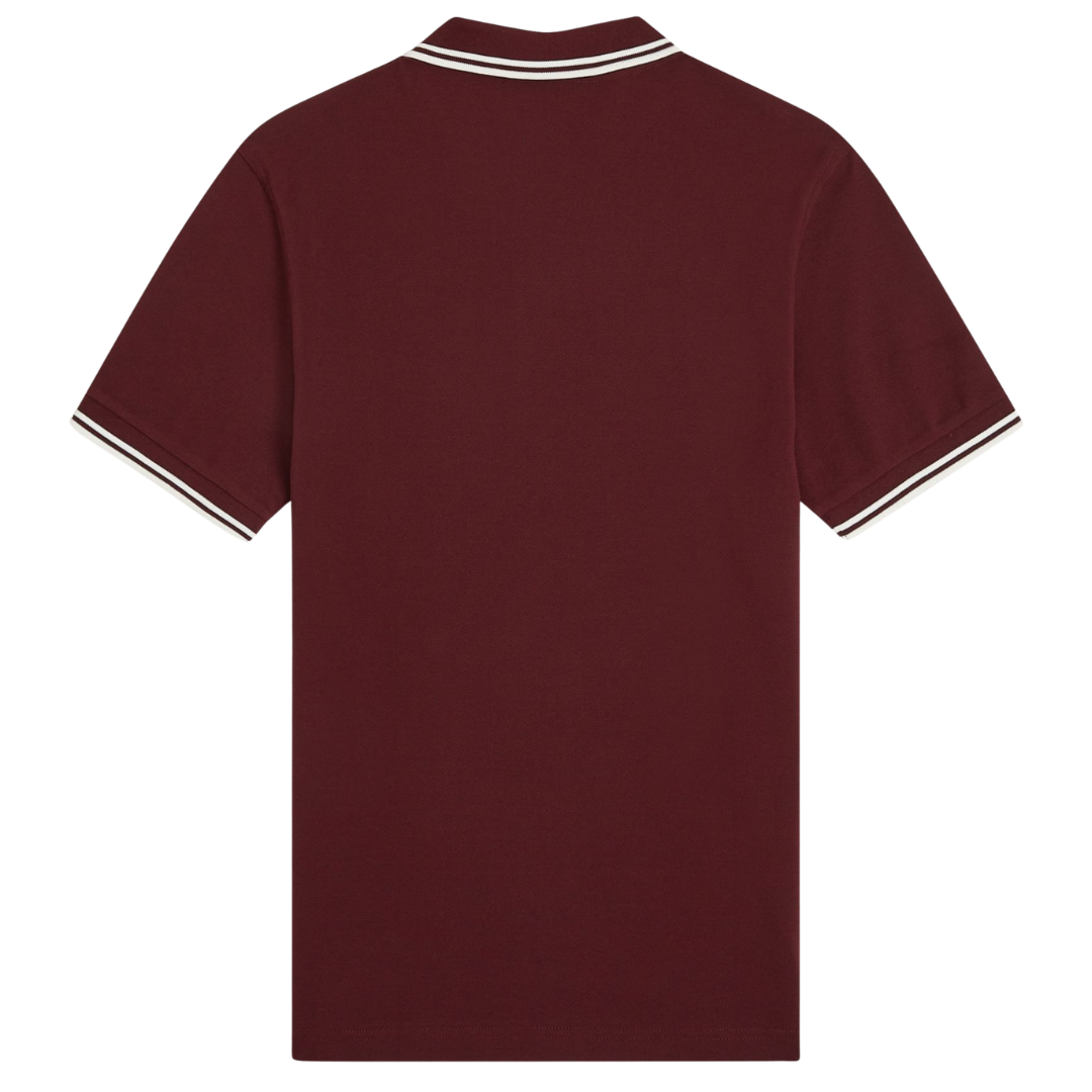 Polo Fred Perry à double liseré couleur lie-de-vin