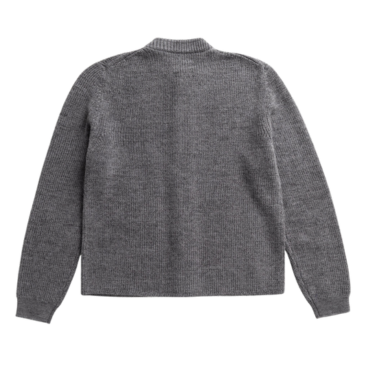 Norse Projects Gullverket Wool Rib Cardigan in Dark Grey Melange