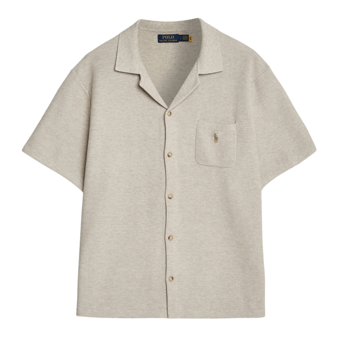 Ralph Lauren Button Up Short Sleeve Cardigan in Light Walnut Brown