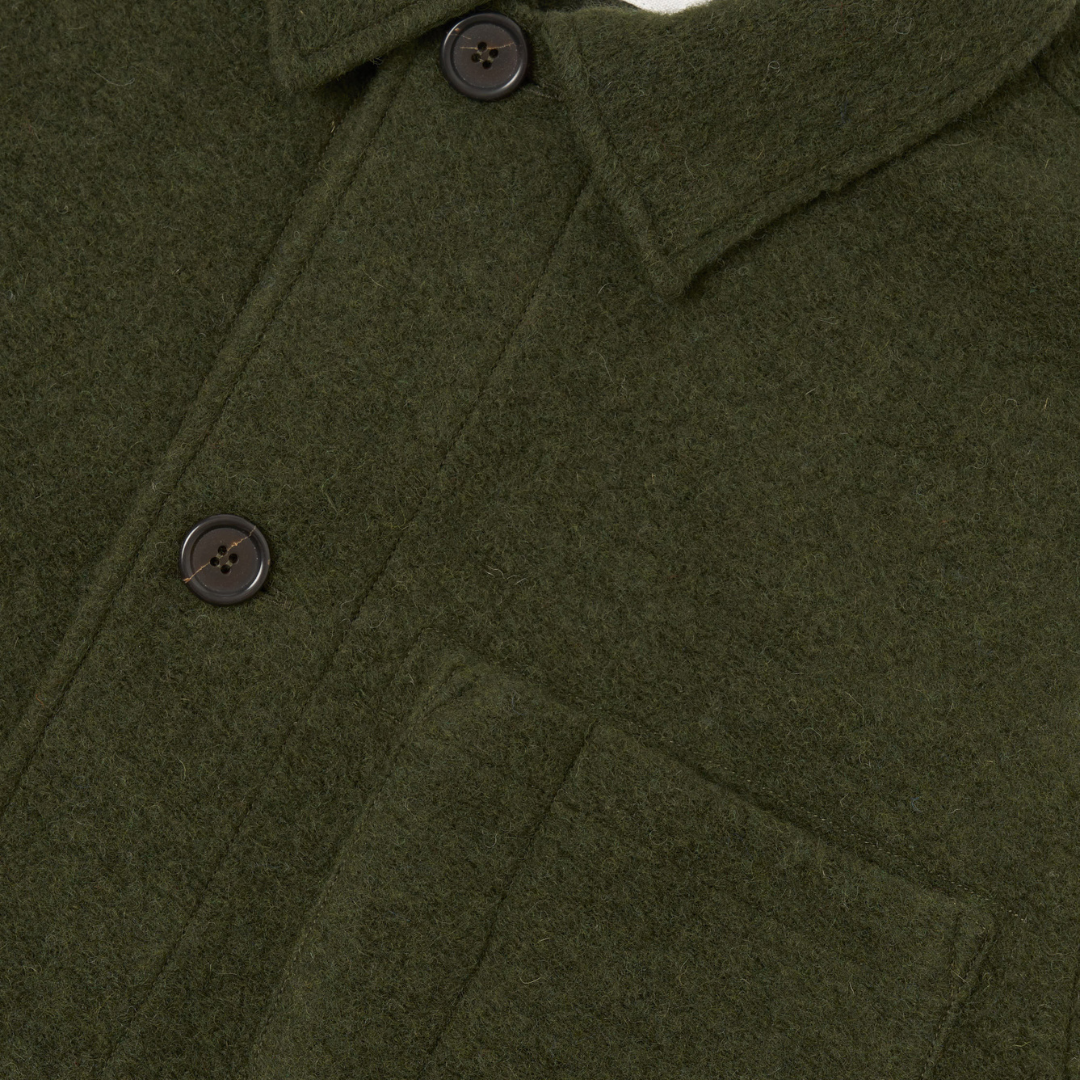 Universal Works Wool Fleece Field Jacket in Olive