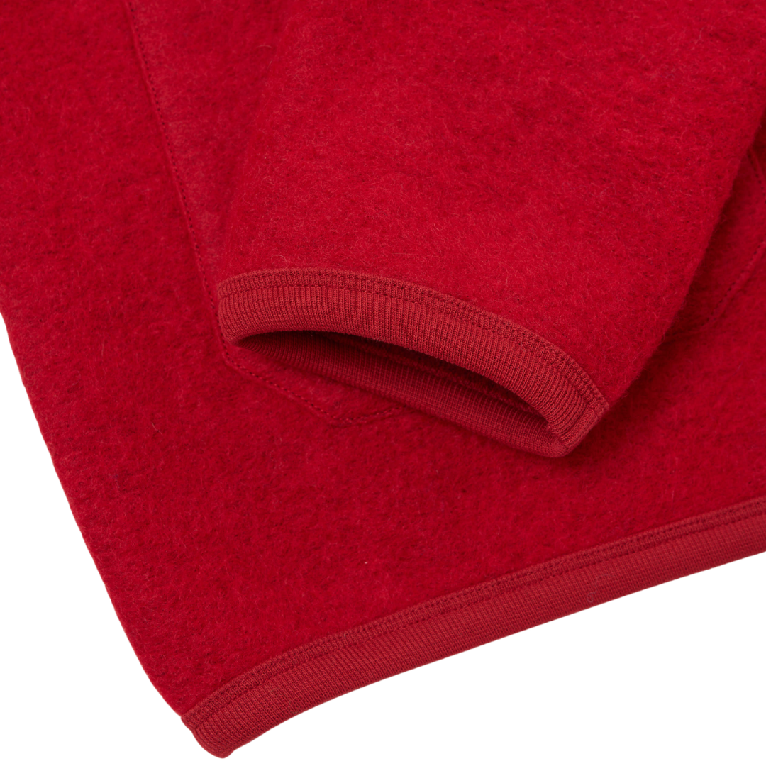 Universal Works Wool Fleece Cardigan in Scarlett Red