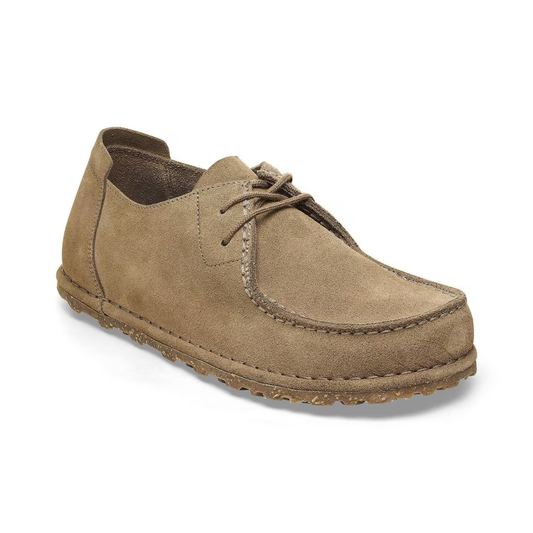 Birkenstock Utti Lace Suede Leather Shoe in Gray Taupe