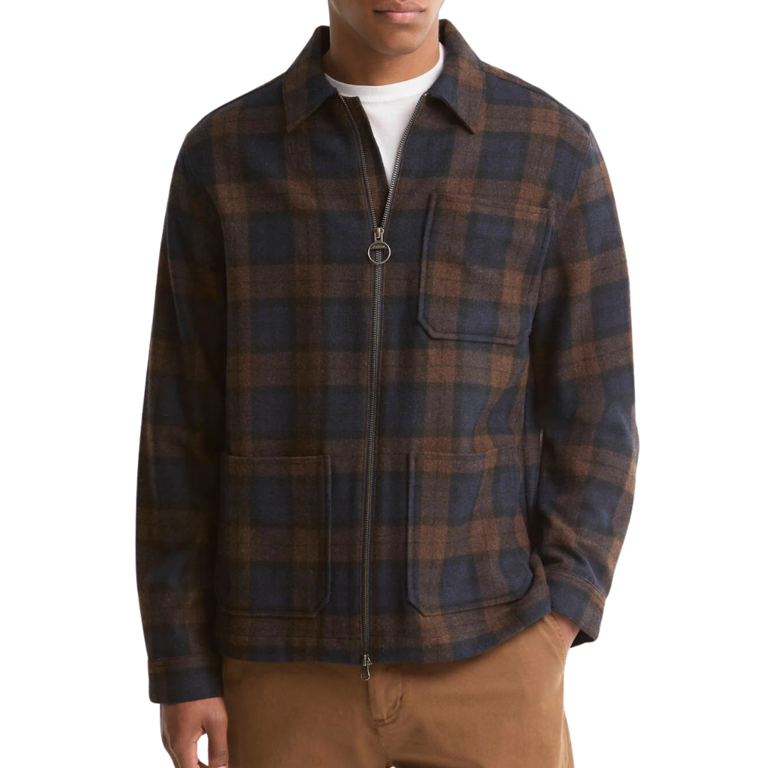 Barbour Acklington Checked Overshirt in Navy