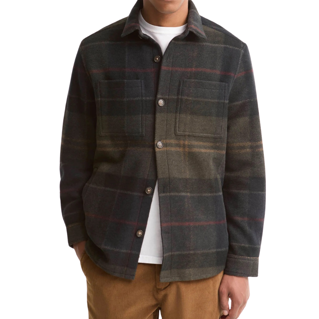 Barbour Woodlane Brushed Check Overshirt in Shadow Classic Tartan