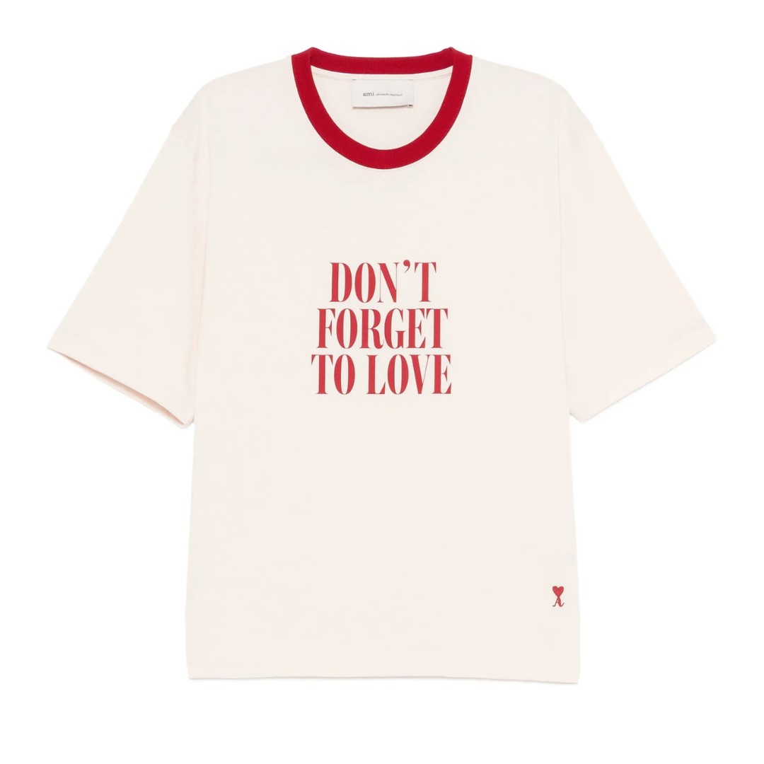 AMI Paris Don't Forget To Love T-Shirt in Ivory