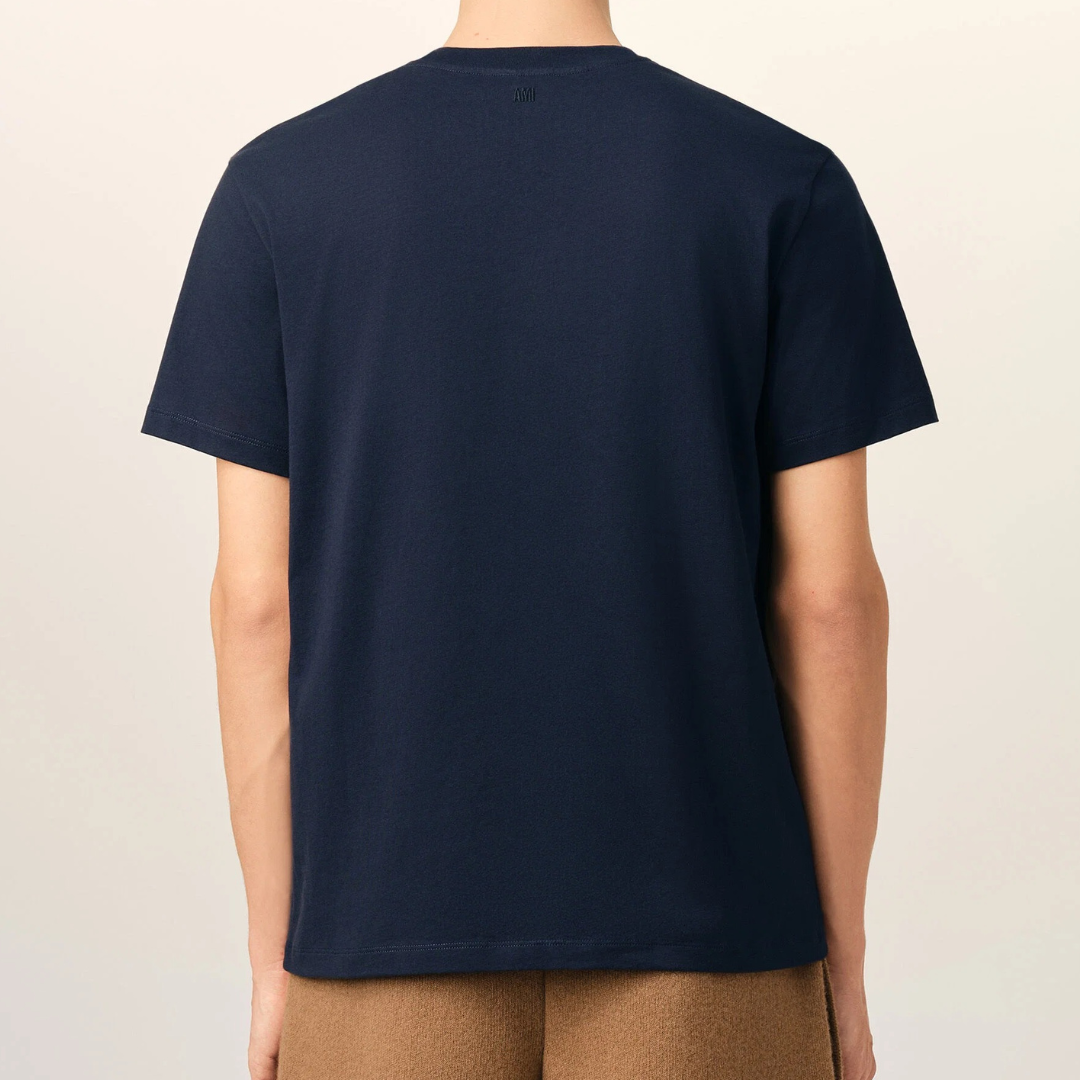 AMI Paris Red AMI De Coeur T-Shirt in Night Blue