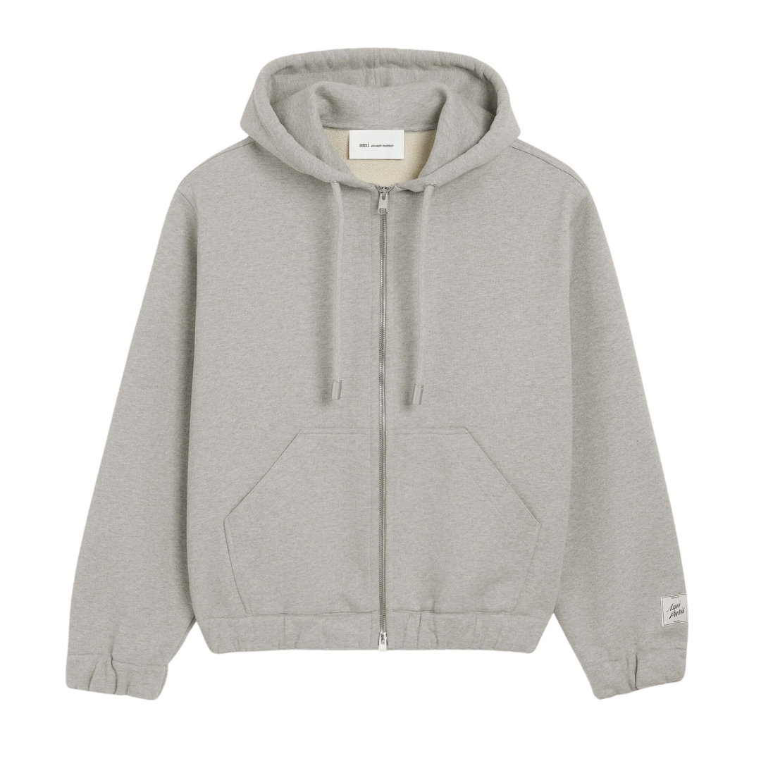 AMI Paris Heritage Label Hoody in Grey