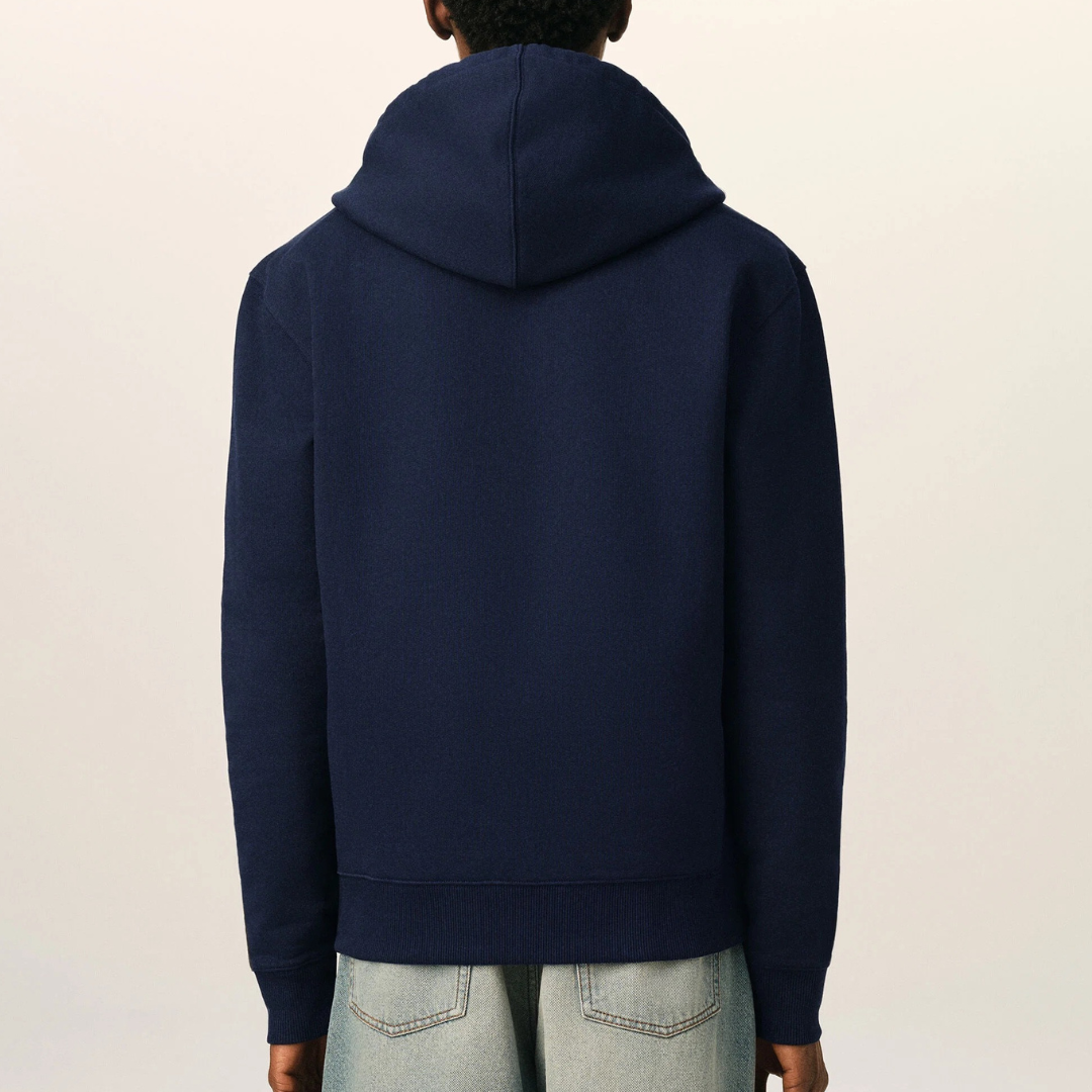 AMI Paris Red AMI De Coeur Hoody in Night Blue